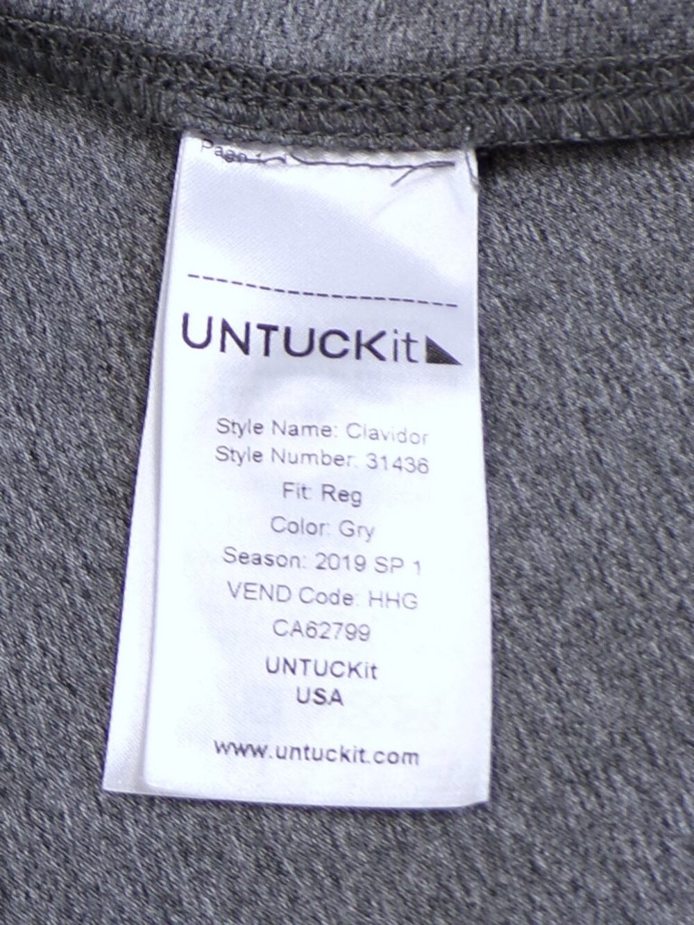 UNTUCKit Polo Shirt Mens Large Gray Performance Stretch Clavidor 31436 Preppy - Picture 10 of 12